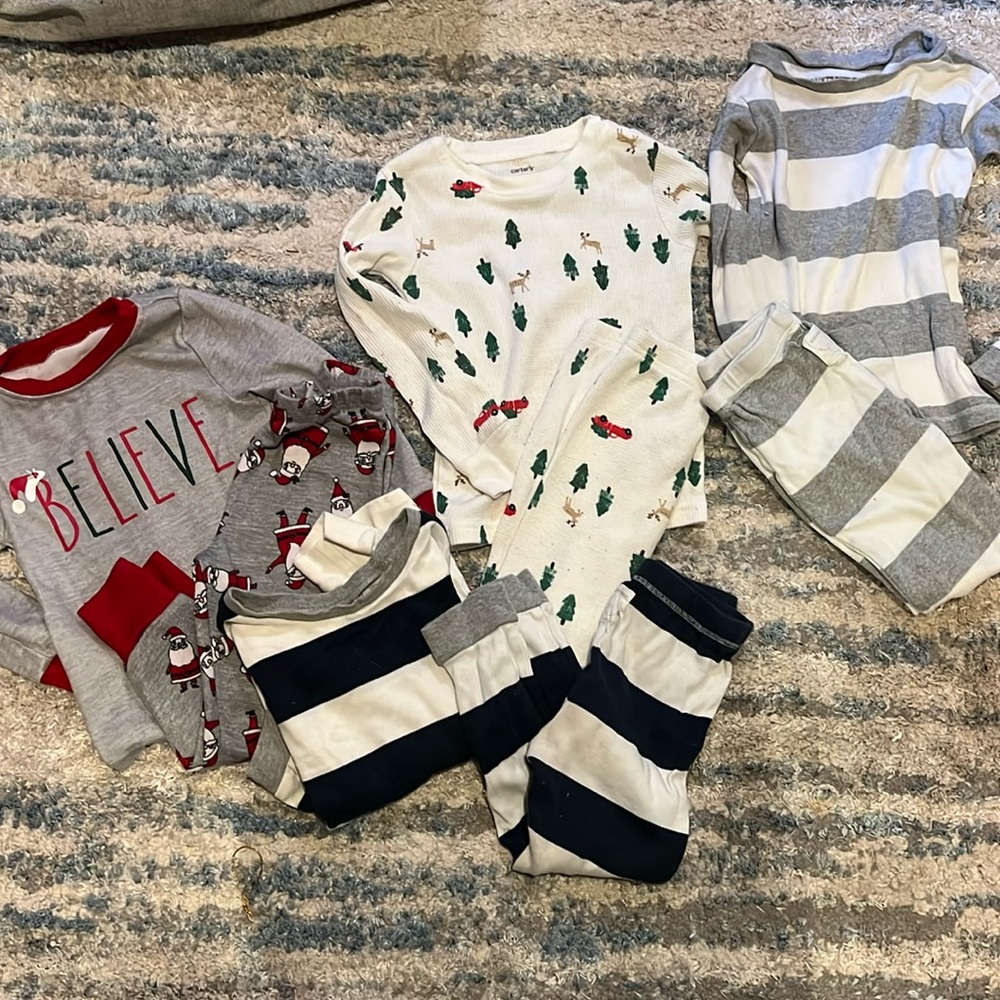 Lot of four sets of size 3T winter pajamas Burt’s bees,carters,Rae Dunn